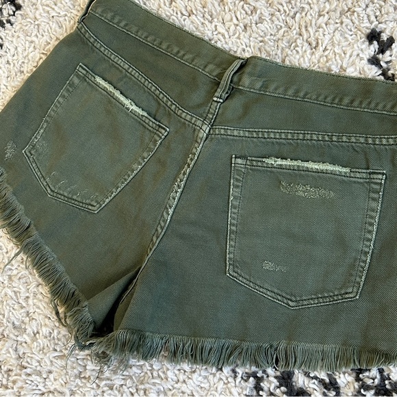 We The Free x Free People Loving Good Vibrations Cut Off Green Jean Shorts, 30 - Picture 9 of 16